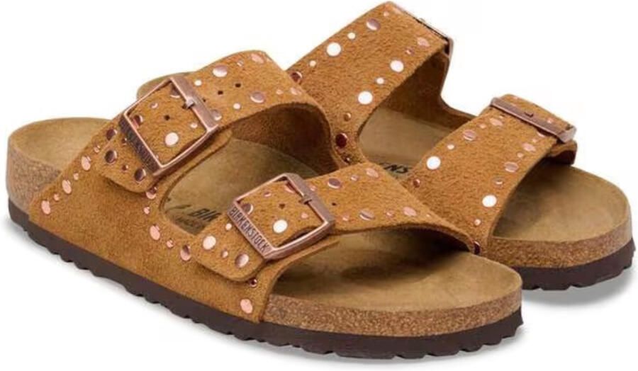 BIRKENSTOCK Teenslippers Dames Arizona Rivet Border Maat: 35 Materiaal: Suède Kleur: Camel - Foto 9
