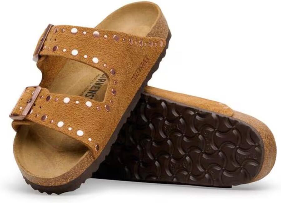 BIRKENSTOCK Teenslippers Dames Arizona Rivet Border Maat: 35 Materiaal: Suède Kleur: Camel - Foto 7