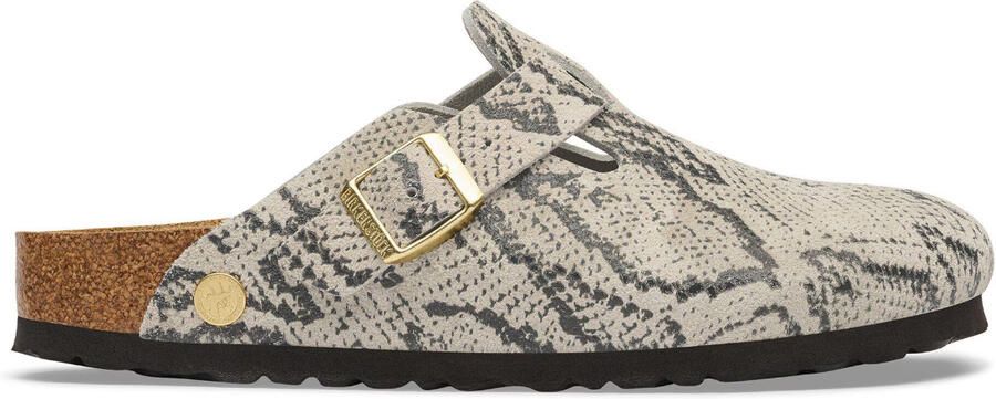 Birkenstock Klompen Boston Rivet Logo Suede Narrow Snake Oyster