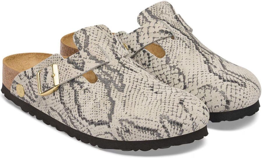 Birkenstock Klompen Boston Rivet Logo Suede Narrow Snake Oyster - Foto 4