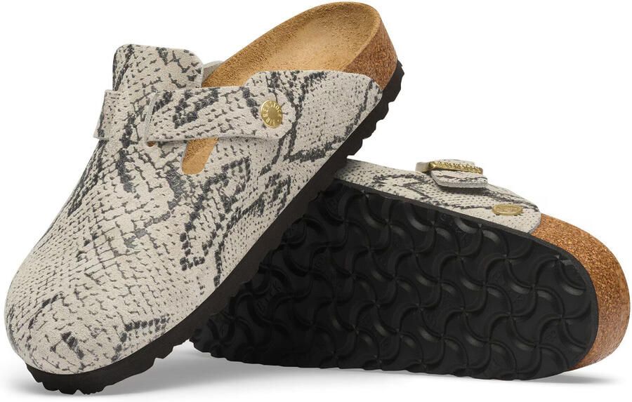 Birkenstock Klompen Boston Rivet Logo Suede Narrow Snake Oyster - Foto 3