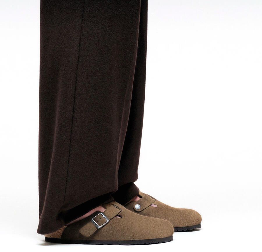 Birkenstock Platte sandalen Boston Suede Leather Narrow Dark Tea Tonal - Foto 9