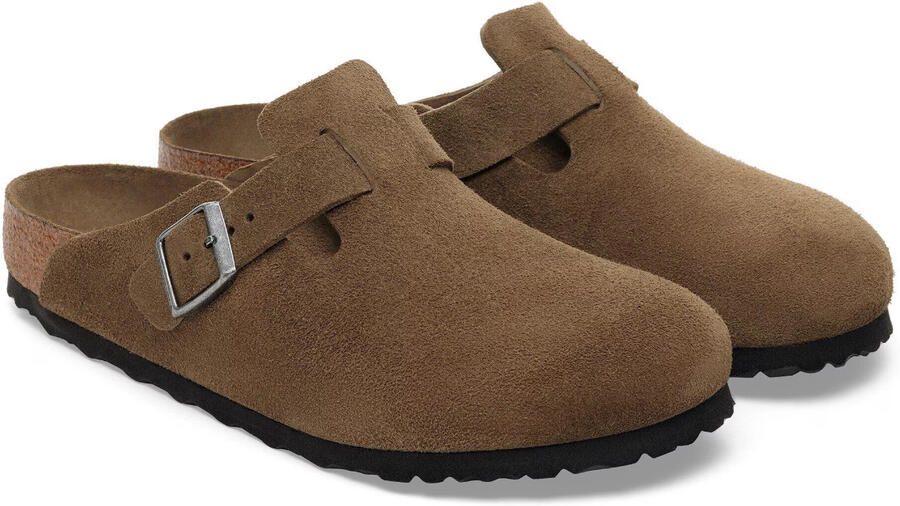 Birkenstock Platte sandalen Boston Suede Leather Narrow Dark Tea Tonal - Foto 13