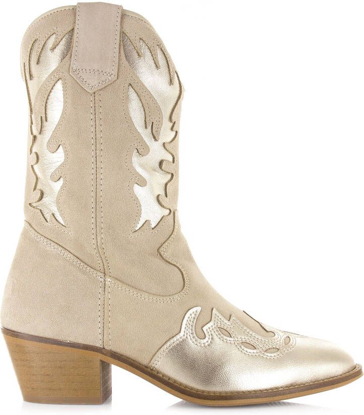 DWRS LABEL Bella Sand Champagne Beige Suede Cowboy laarzen Dames - Foto 2