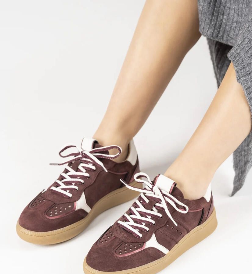 DWRS LABEL DWRS Mirabel bordeaux sneakers Suede Dames - Foto 4