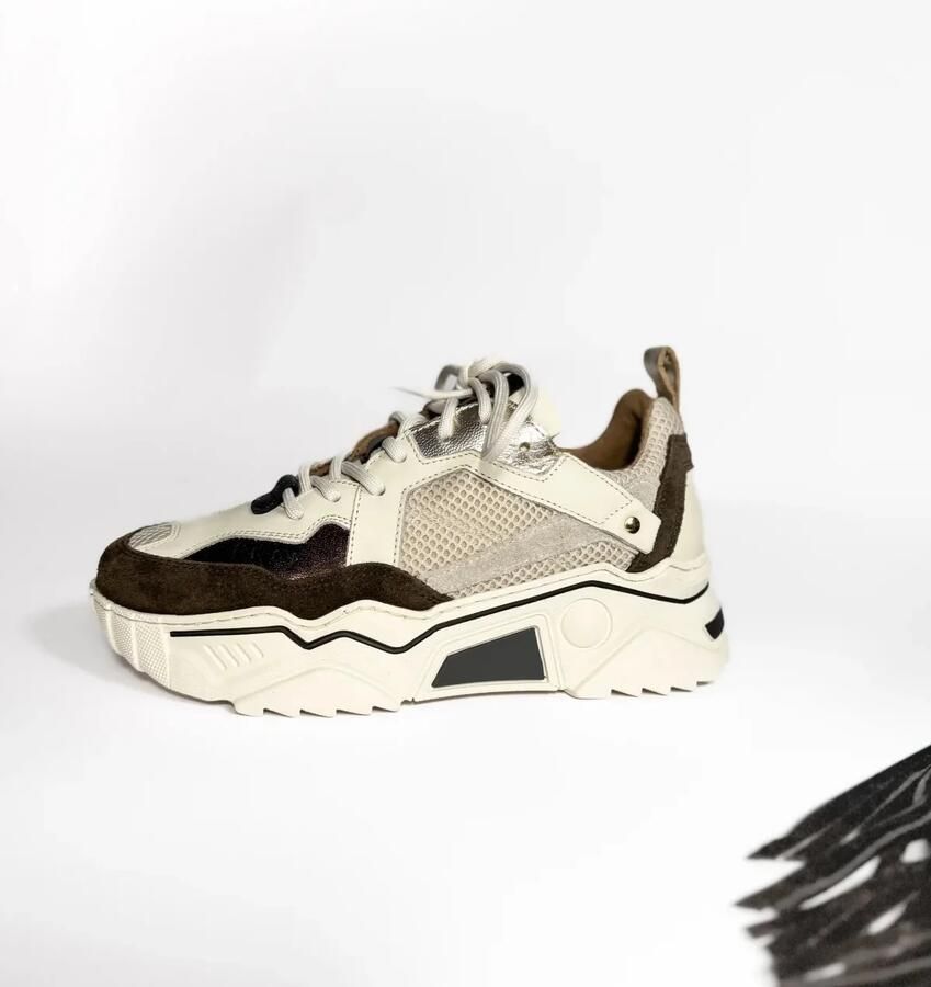 DWRS LABEL DWRS PLUTO off white dark brown Leer Dames - Foto 3