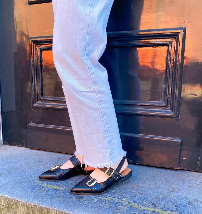 DWRS LABEL Port Isabel black slingbacks Leer Dames - Foto 2