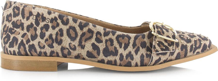 DWRS leren loafers met panterprint met siergesp beige zwart - Foto 4