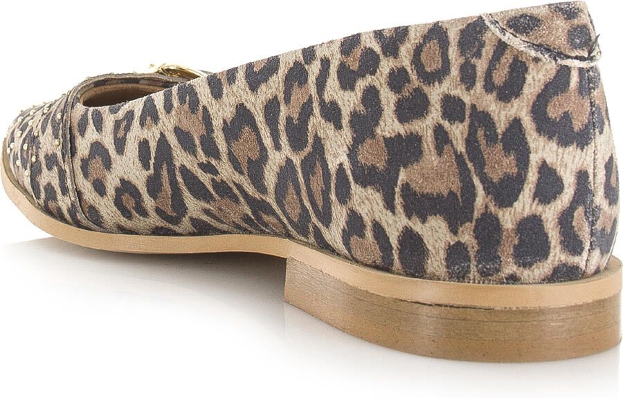 DWRS leren loafers met panterprint met siergesp beige zwart - Foto 5