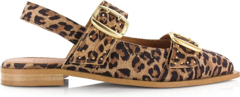 DWRS LABEL DWRS Port Isabel panterprint slingback Suede Dames