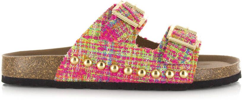 DWRS LABEL DWRS Malibu tweed | pink Roze Textiel Slippers met gesp Dames - Foto 6
