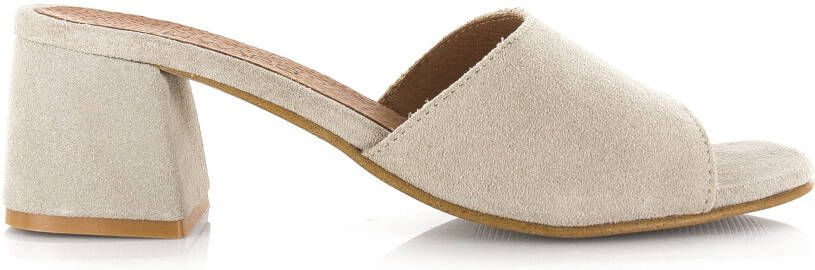 DWRS LABEL Marbella sand | suède hakken Beige Suede Sandalen met hak Dames