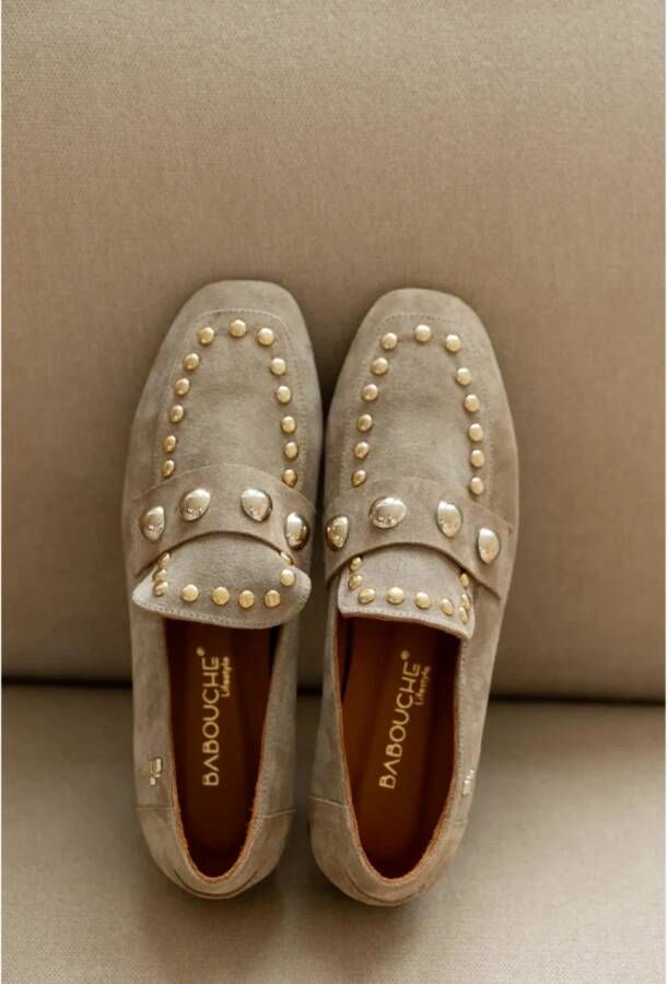Babouche Kick suède loafers kum Beige Suede Loafers Dames