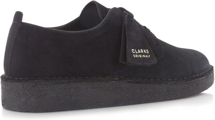 Clarks Coal London Black Suede Zwart Suede Lage veterschoenen Heren