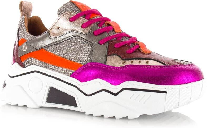 DWRS LABEL DWRS Pluto Steel Fuchsia Roze Leer Lage sneakers Dames