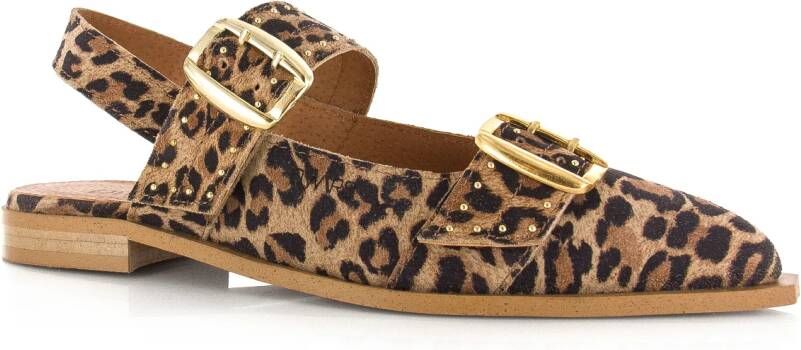 DWRS LABEL DWRS Port Isabel panterprint slingback Suede Dames