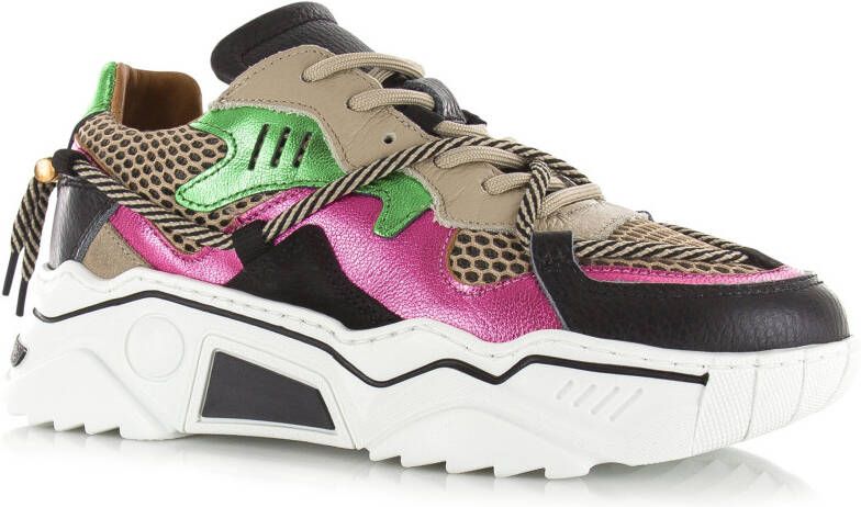 DWRS LABEL Jupiter Beige Green Pink Beige Leer Lage sneakers Dames