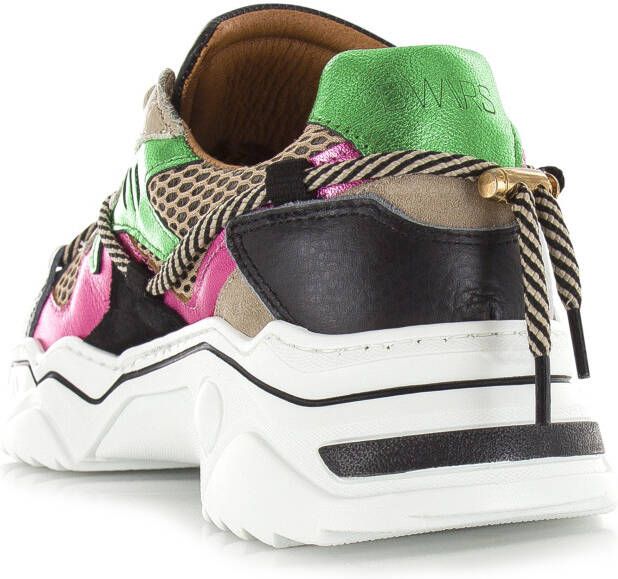 DWRS LABEL Jupiter Beige Green Pink Beige Leer Lage sneakers Dames