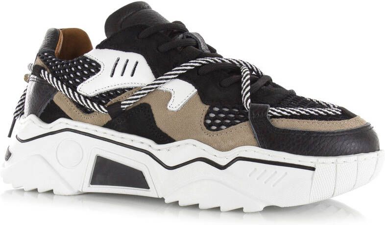 DWRS LABEL Jupiter Black White Zwart Leer Lage sneakers Dames