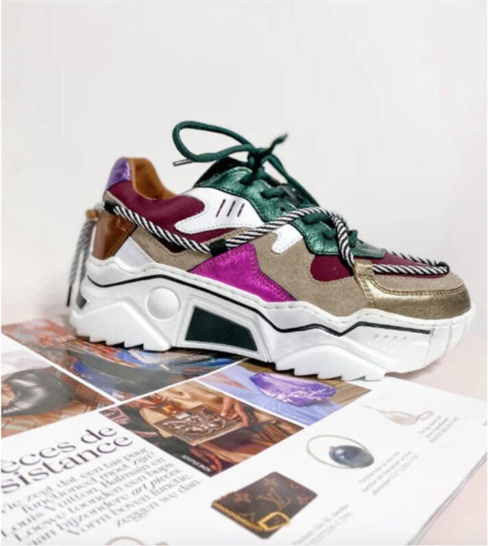 DWRS LABEL JUPITER Bordeaux Multi Bordeaux Leer Lage sneakers Dames