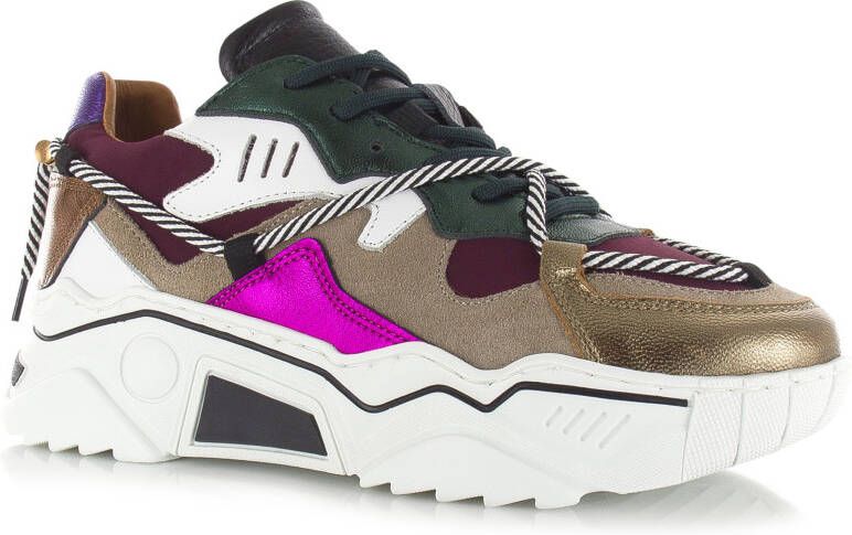 DWRS LABEL JUPITER Bordeaux Multi Bordeaux Leer Lage sneakers Dames