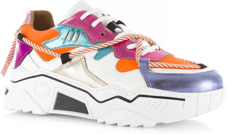 DWRS LABEL Jupiter Orange Multi Oranje Leer Lage sneakers Dames