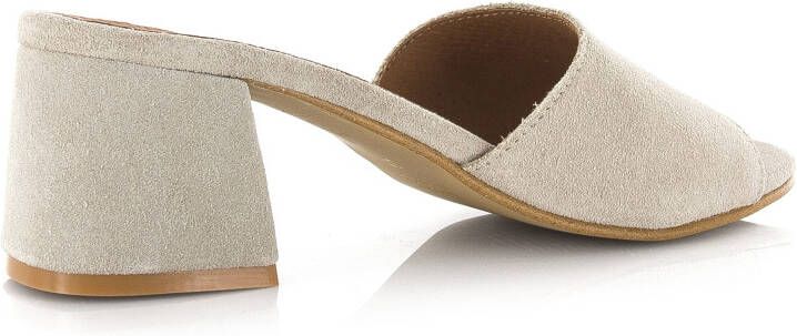 DWRS LABEL Marbella sand | suède hakken Beige Suede Sandalen met hak Dames