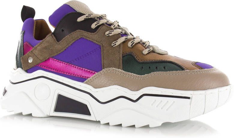 DWRS LABEL Pluto Purple Beige Paars Leer Lage sneakers Dames