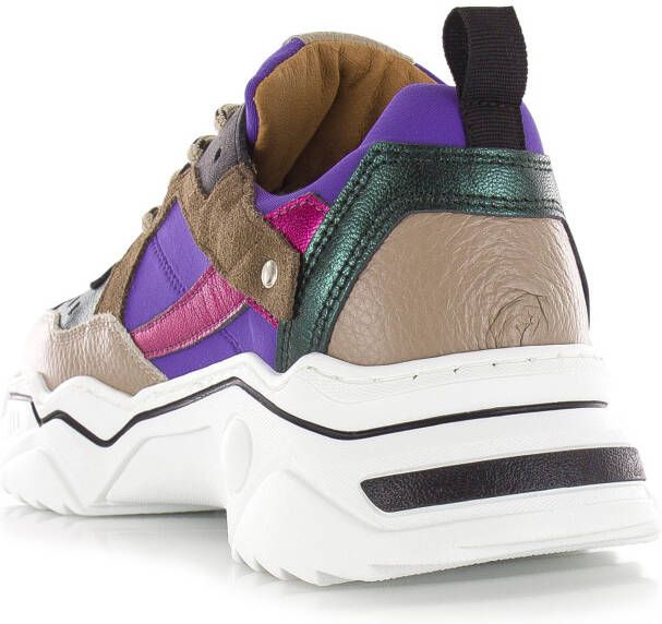 DWRS LABEL Pluto Purple Beige Paars Leer Lage sneakers Dames