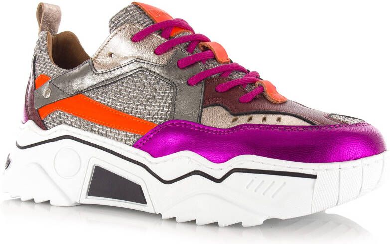 DWRS LABEL DWRS Pluto Steel Fuchsia Roze Leer Lage sneakers Dames