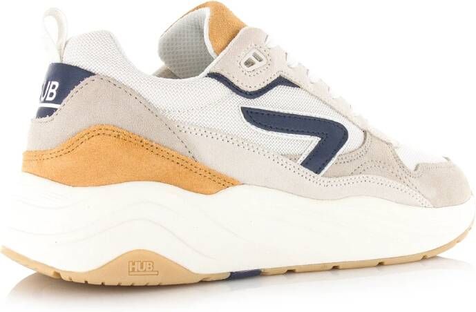 Hub Glide off white navy oak white Suede Heren