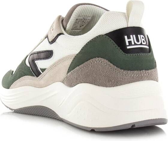 Hub Glide white black sage green grey Suede Heren