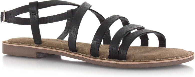 Lazamani Leren slingback sandaal Zwart Leer Platte sandalen Dames