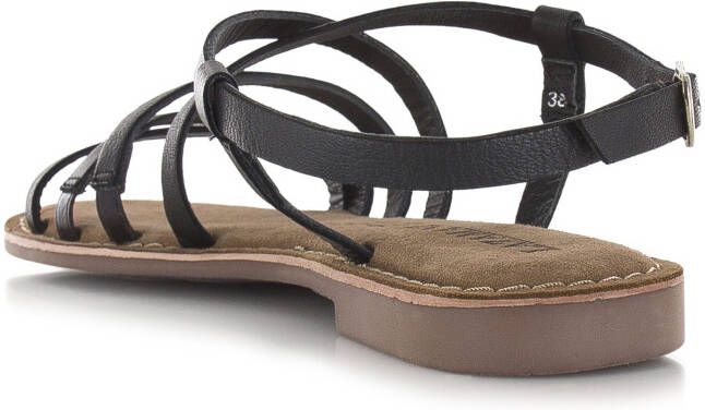 Lazamani Leren slingback sandaal Zwart Leer Platte sandalen Dames