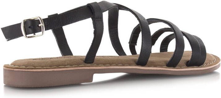 Lazamani Leren slingback sandaal Zwart Leer Platte sandalen Dames