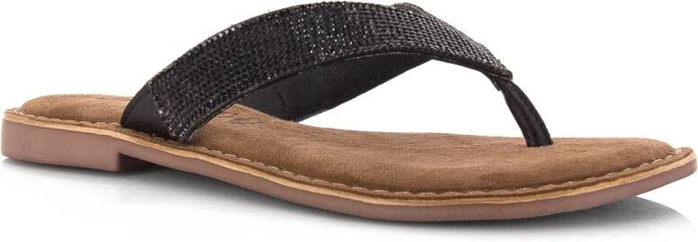 Lazamani Leren slippers met strass-ste Leer Dames
