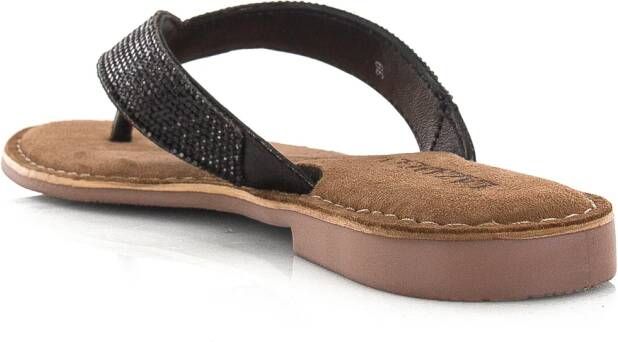 Lazamani Leren slippers met strass-ste Leer Dames