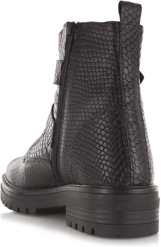 POELMAN Anaconda print leer Zwart Leer Biker boots Dames