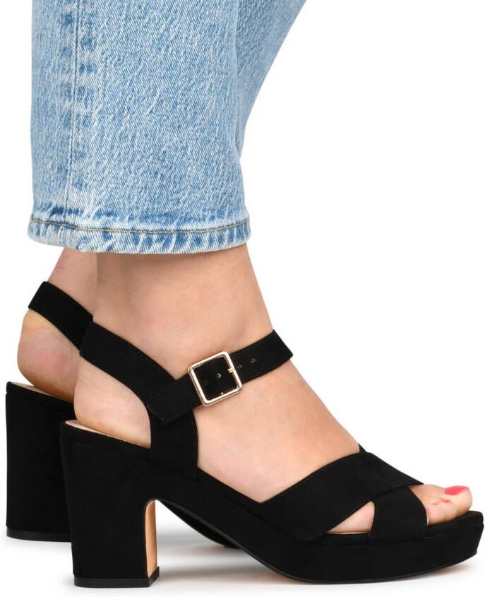 POELMAN C0118-15PSH1 sandaal black Zwart Synthetisch Sandalen met hak Dames
