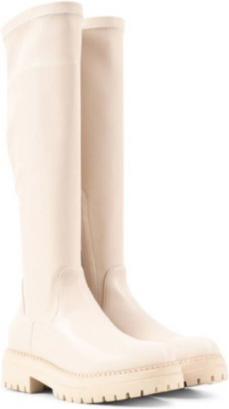 POELMAN Stretch Beige Leer Stretchlaarzen Dames