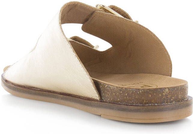 POELMAN goudkleurige Goud Leer Platte sandalen Dames