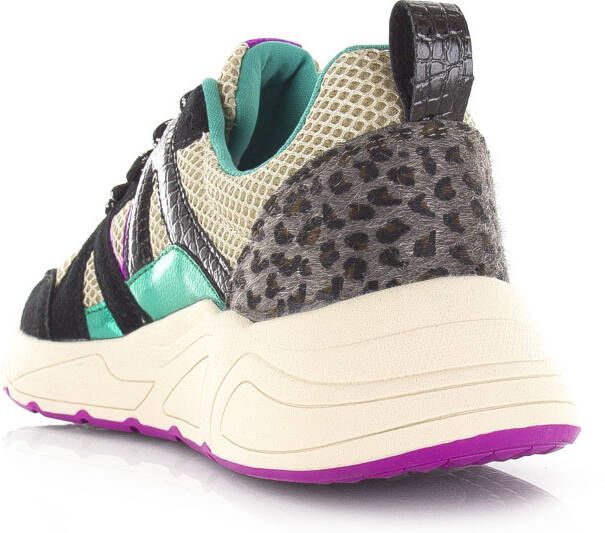 POELMAN PS Sneaker Black Green Zwart Mesh Lage sneakers Dames