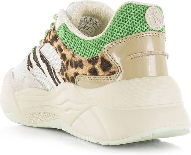 SCOTCH & SODA Celest Green Animal Chunky Wit Mesh Lage sneakers Dames