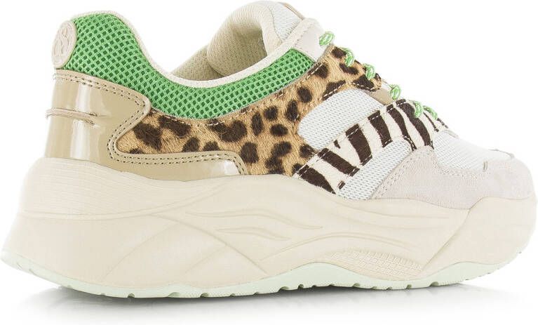 SCOTCH & SODA Celest Green Animal Chunky Wit Mesh Lage sneakers Dames