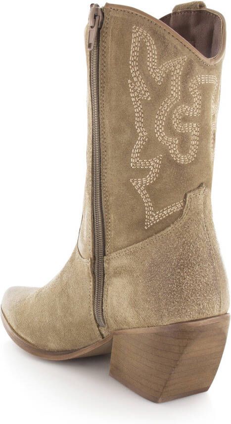 Shoecolate Cowboylaarzen Beige Suede Cowboy laarzen Dames