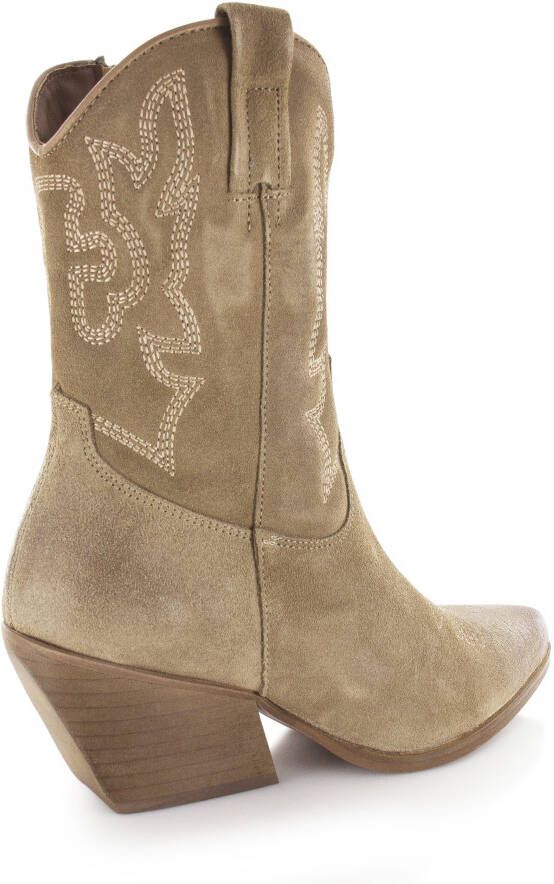 Shoecolate Cowboylaarzen Beige Suede Cowboy laarzen Dames