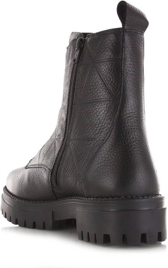 Shoecolate Leren boots met front zip Zwart Leer Biker boots Dames