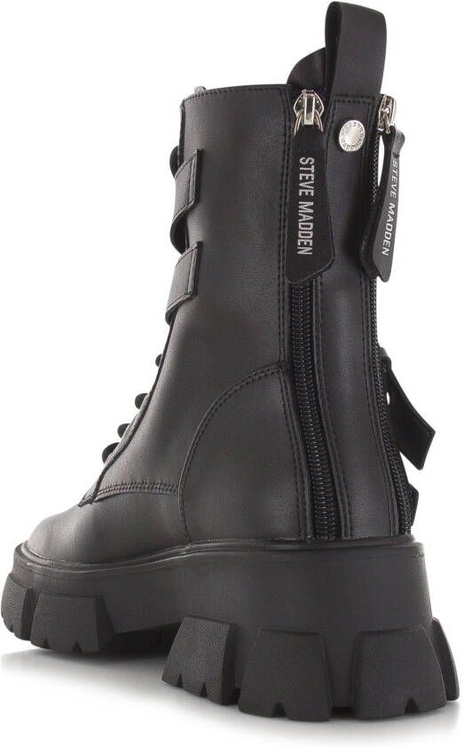 STEVE MADDEN Traction Zwart Leerlook Veterboots Dames