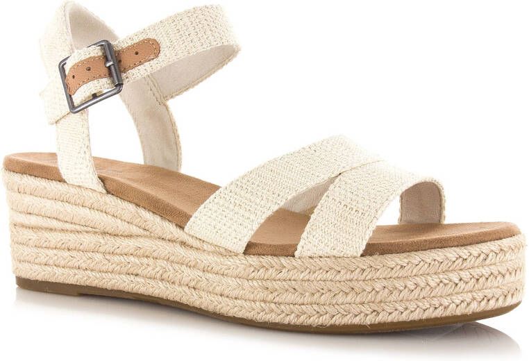 TOMS Audrey naturel | linnen sleehak sandalen Beige Textiel Sandalen met hak Dames