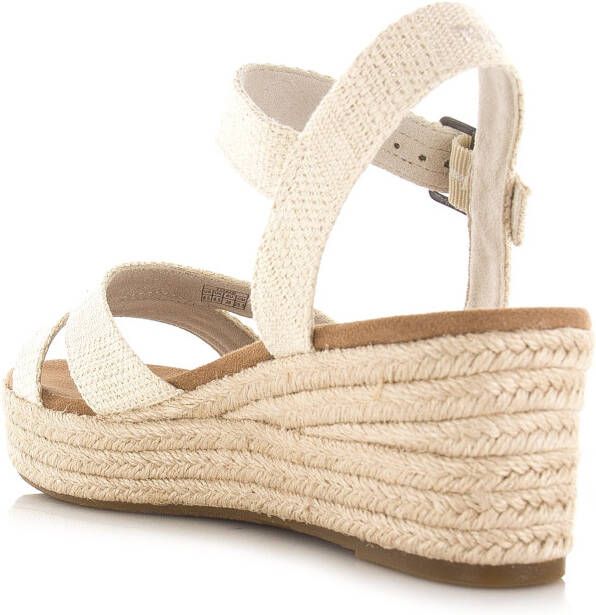 TOMS Audrey naturel | linnen sleehak sandalen Beige Textiel Sandalen met hak Dames